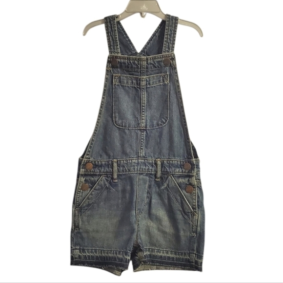 GAP Kids Girl's Denim Shortalls Overall Shorts Summer S 6-7 - Picture 1 of 5